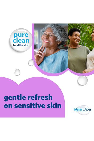 WaterWipes Adult Care Sensitive Body & Intimate Hygiene Wipes, 180 Wipes (6 Packs),