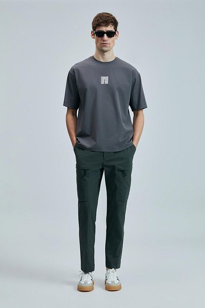 Lufian Ανδρικό μπλουζάκι Helix Slim Fit σε σκούρο γκρι (111020245)