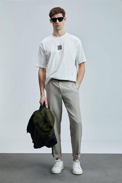 Lufian Ανδρικό μπλουζάκι Helix Slim Fit σε λευκό χρώμα (111020245)