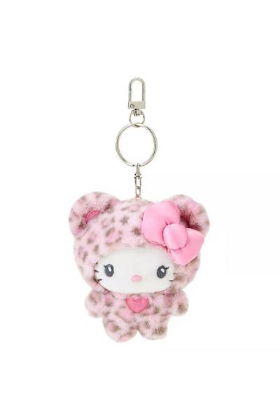 Miniso 10cm Brown Kawaii Hello Kitty Doll Keychain Sanrio Anime Kuromi Melody Cartoon Leopard Print Kt Pend