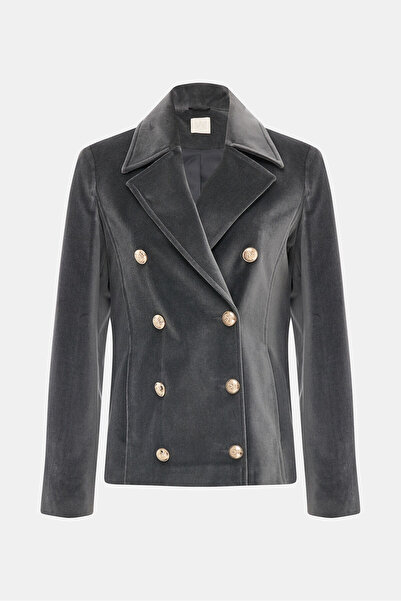 W Collection ANTRASİT KRUVAZE YAKA DÜĞMELİ CEKET