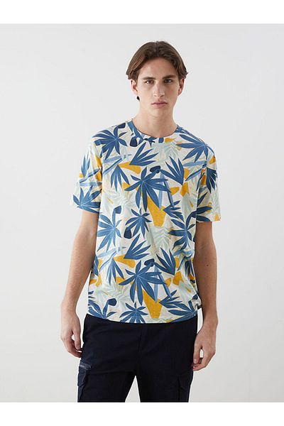 LC Waikiki New Season Crew Neck εμπριμέ χτενισμένο βαμβακερό ανδρικό Tisort - S5FE24Z8