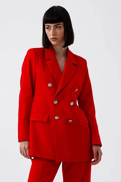 Sense Lined Hürrem Fabric Oversize Blazer Jacket |   Ckt34236 Red