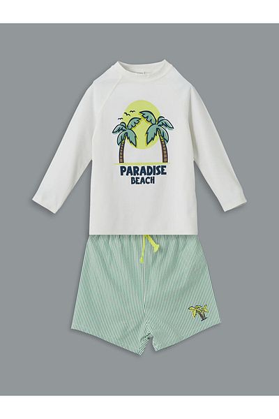 LC Waikiki New Season Boys Swimming T-Shirt and Swimming Shorts 2-Piece - S5It17Z1