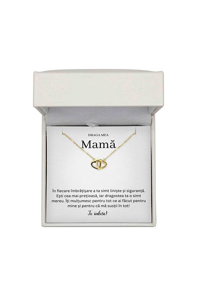 The Jewel Heart Colier Sentimental Pentru Mama – Argint 925 Aurit, Cu Mesaj Personal și Cutie Premium cu Lumină LED