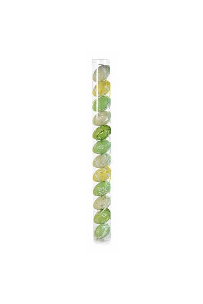 Decorer Set of 12 decorative green plastic eggs 4x6 cm