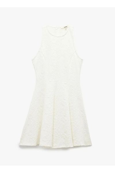 Koton Crew Neck Ecru Mini Women's Dress 5Sak80378Ek