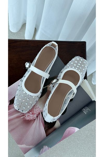 Letafia Carol Stone Detailed Ballerinas