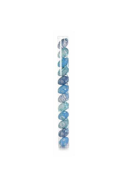 Decorer Set 12 decorative eggs made of plastic, blue, 4x6 cm