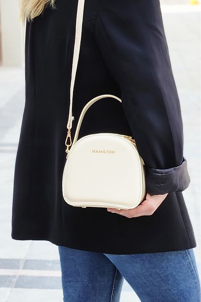 HAMILTON Original Design Cream Women's Shoulder Bag Handbag 3 Compartment Crossbody Bag