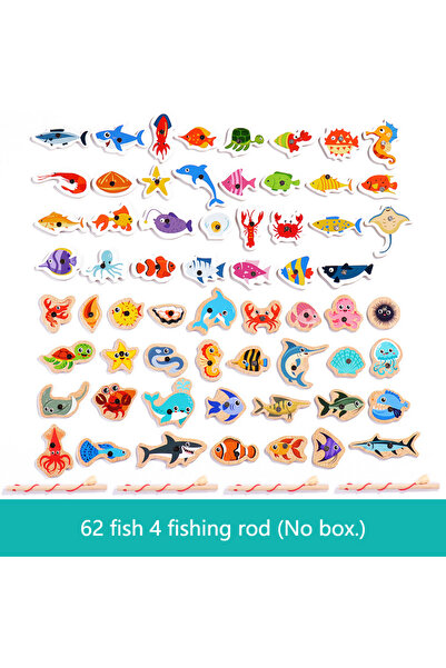 Choice 62 لعبة صيد أسماك عشوائية من مونتيسوري خشبية مغناطيسية، ألعاب إدراك ال...