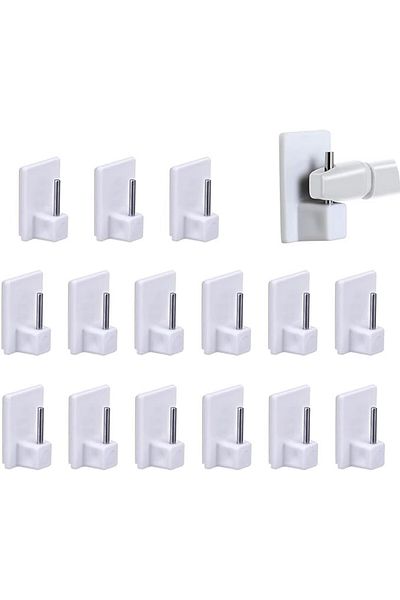 HookStore Set de 15 cârlige de perete, PVC, alb