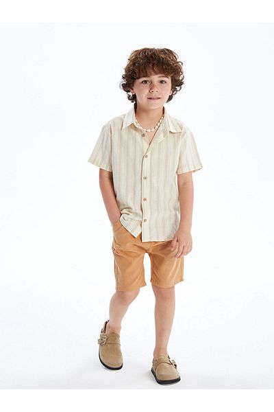 LC Waikiki New Season Striped Boys' Shirt and Shorts 2-Piece Set - S5Eg96Z1