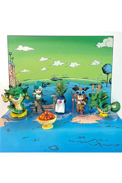 BANDAI 6Pcs-set 6Pcs/Set Anime Dragon Ball Figure Bulma Porunga Namek Shenron Piccolo Goku Action Figures P