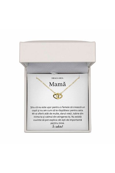 The Jewel Heart Colier Placat cu Aur 14K, Argint 925 – Cadou Cu Mesaj Special Pentru Mama, Ambalat În Cutie LED
