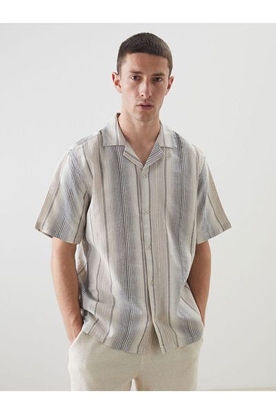 LC Waikiki New Season Regular Fit Short Sleeve Striped Men's Shirt - S5N841Z8