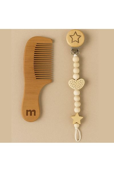 LOVE MAXX 100% Cotton Muslin Blanket, Comb and Pacifier Strap Gift Boxed Product