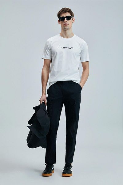 Lufian Ανδρικό λευκό μπλουζάκι Fusion Slim Fit (111020250)