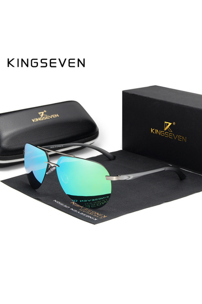 Choice1 GRAY GOLD KINGSEVEN Aluminum Magnesium Polarized Rimless Lens Sunglasses For Men High Definition Ret