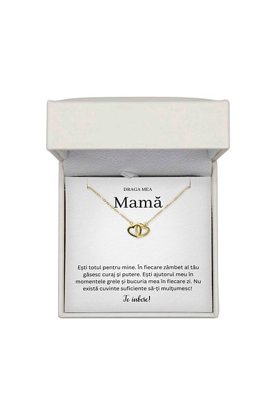The Jewel Heart Bijuterie Pentru Mama – Colier Cu Mesaj, Argint 925 Placat 14K, Cutie LED Elegant Cadou