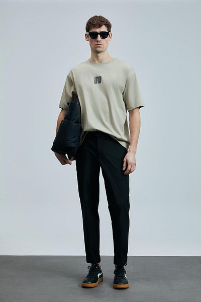 Lufian Ανδρικό μπεζ μπλουζάκι Helix Slim Fit (111020245)
