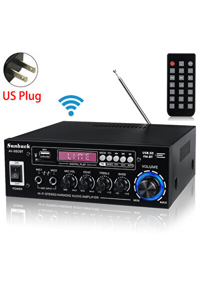 choice2 مضخم صوت SUNBUCK AV-660BT أسود اللون، مزود بقابس أمريكي، يدعم نظام صو...