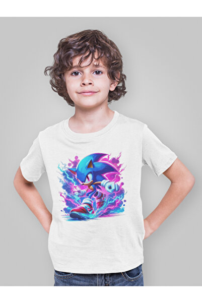 SEVBANO تي شيرت للأطفال مطبوع عليه رسوم متحركة سوبر سونيك للجنسين (1-12 سنة)