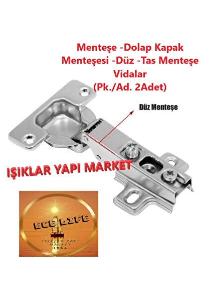 ece life Menteşe -Dolap Kapak Menteşesi -Düz -Tas Menteşe -Vidalar (Pk./Ad. 2...