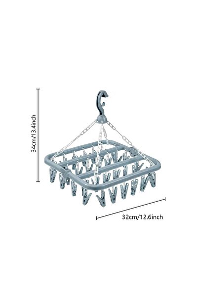 Choice قطعة واحدة زرقاء اللون، قطعة واحدة من شماعات تجفيف الملابس مع 32 مشبكًا لتجفيف الجوارب والملابس الداخلية، رف تعليق قابل للطي للغسيل