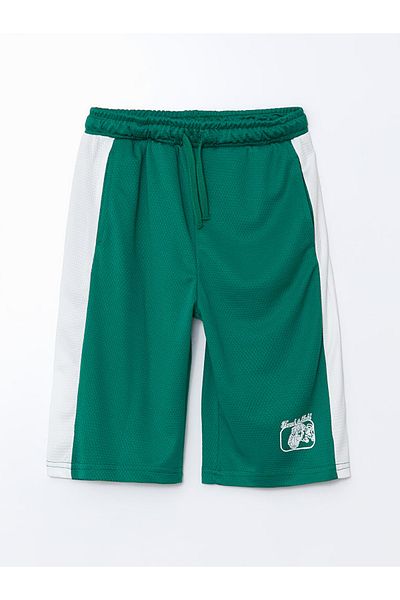 LC Waikiki Loose Fit Interlock Fabric Boy's Shorts with Elastic Waist and Tie Detail