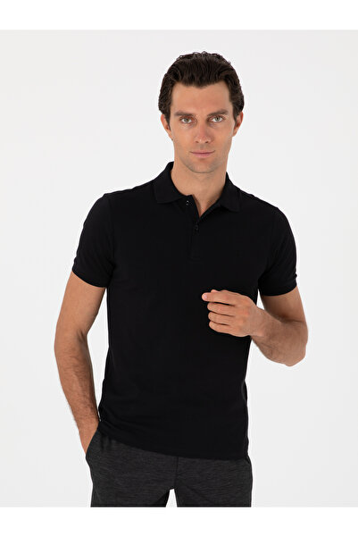 Cacharel Crna uska polo majica sa ovratnikom od 100% pamuka 50310024-VR046