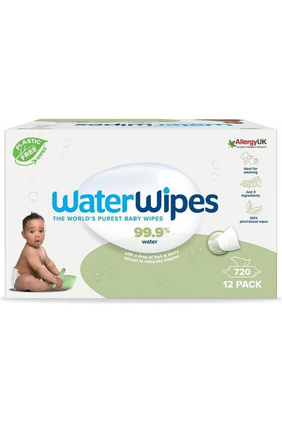 WaterWipes Plastic-Free Textured Clean, Toddler & Baby Wipes, 720 Count (12 Packs of 60 wipes)