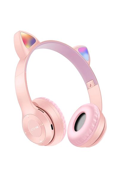 Teno Teno® Cat Wireless Headphones, P47M, over-ear, cat ears, pink