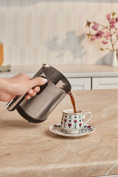 Karaca Hatır Neo Inox Steel Coffee Pot Turkish Coffee Machine 5 Cup Capacity