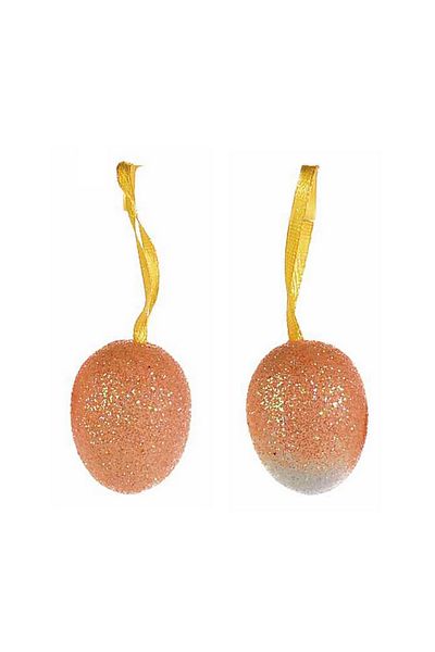 Decorer Set 30 decorative Easter eggs made of polystyrene orange with glitter 3x4 cm