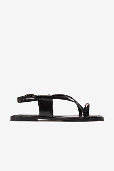 Seniorah Black Patent Leather Flip Flops Women's Sandals