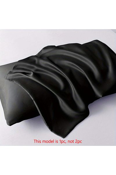 Choice 50x75cm black 1 Piece Of Satin Solid Color Pillowcase, Bedroom Pocket Sealed Soft Pillowcase, Beddin