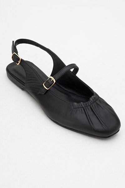 LuviShoes Britney Black Genuine Leather Closed-Front Women's Sandals