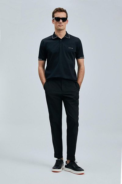Lufian Ανδρικό μπλουζάκι με μαύρο γιακά πόλο Hold Slim Fit (111040226)
