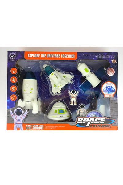 Kelebek Oyuncak Explore the Universe Space Toy Set Satellite Shuttle Astronaut Capsule 7 Pieces Space Explore Space Station
