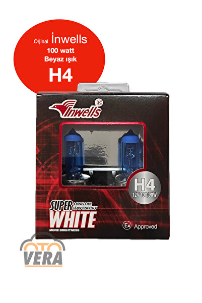 Inwells İnwells BEYAZ IŞIK Halojen H4 100/90 Uzun - Kısa 12V %50 fazla ışık