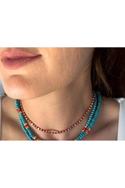 LYRA OFFİCİAL Sirali Kirmizi Boncuklu Kolye