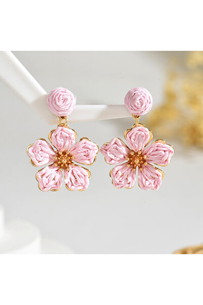 Choice Pink Bohemia Summer Elegant Raffia Flower for Women Girls Multi-color Handmade Sweet Rattan Knit Dan