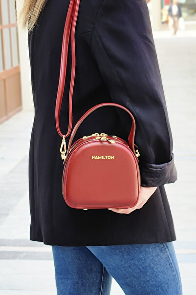 HAMILTON Original Design Burgundy Women's Shoulder Bag Handbag 3 Compartment Crossbody Bag