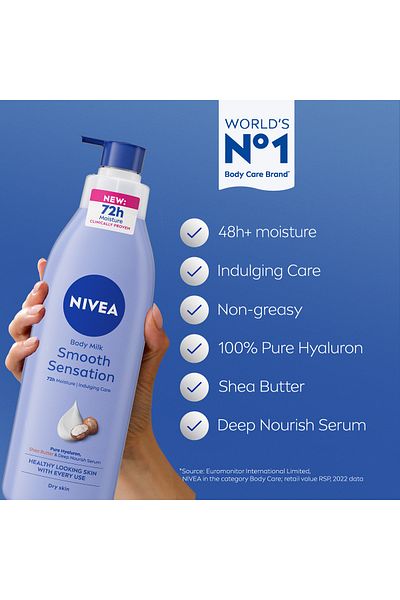NIVEA Body Lotion for Dry Skin, Shea Smooth, Deep Moisture Serum 48H Care, 400ml, Pack of 2