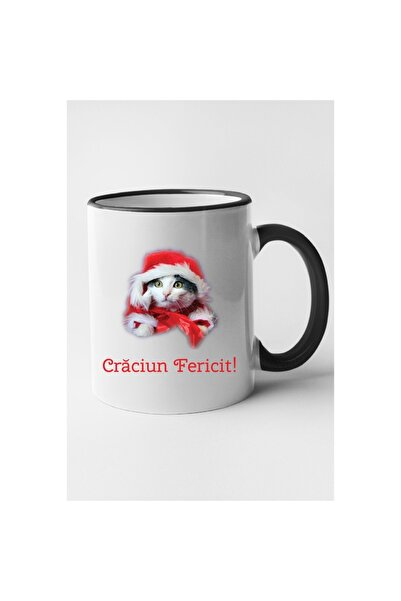 OEM Cană personalizată cu mâner negru „Crăciun fericit!”, model 42, INOVATIX®...