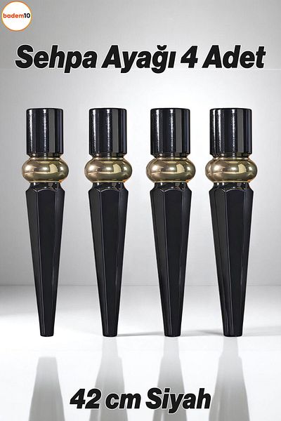 Badem10 Elips 4 bucăți picior de masă de cafea 42 cm plastic negru auriu picior de masă pentru suport de bucătărie picioare de mobilier de birou