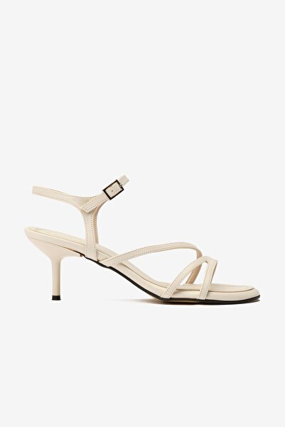 Seniorah Cream Skin Thin Strap Women's Heeled Shoes