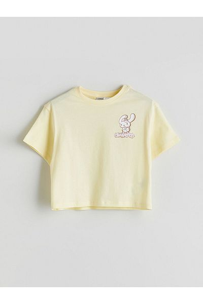 LC Waikiki Sari Crew Neck Cinnamoroll Printed Girl's T-Shirt