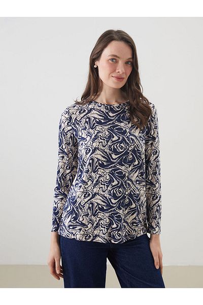 LC Waikiki Grace Beige Crew Neck Patterned Women's T-Shirt